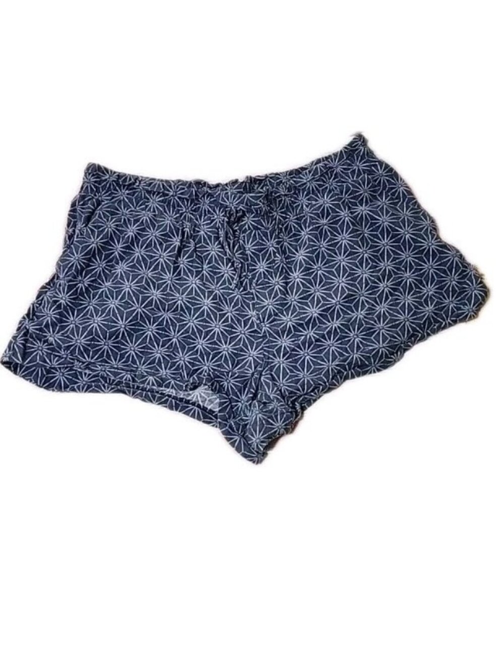 A New Day blue gray linen blend floral print drawstring waist relaxed shorts XXL